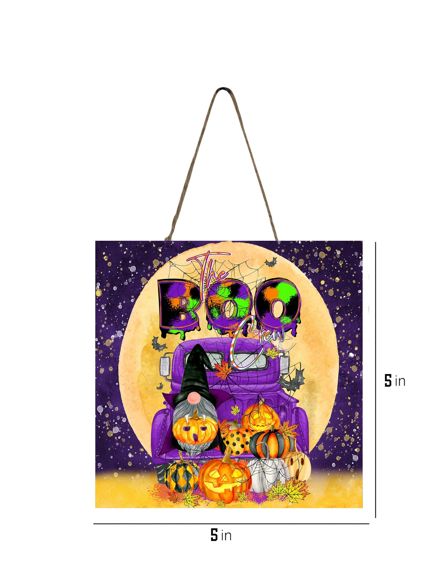 Boo Purple Truck Halloween Printed Handmade Wood  Mini Sign