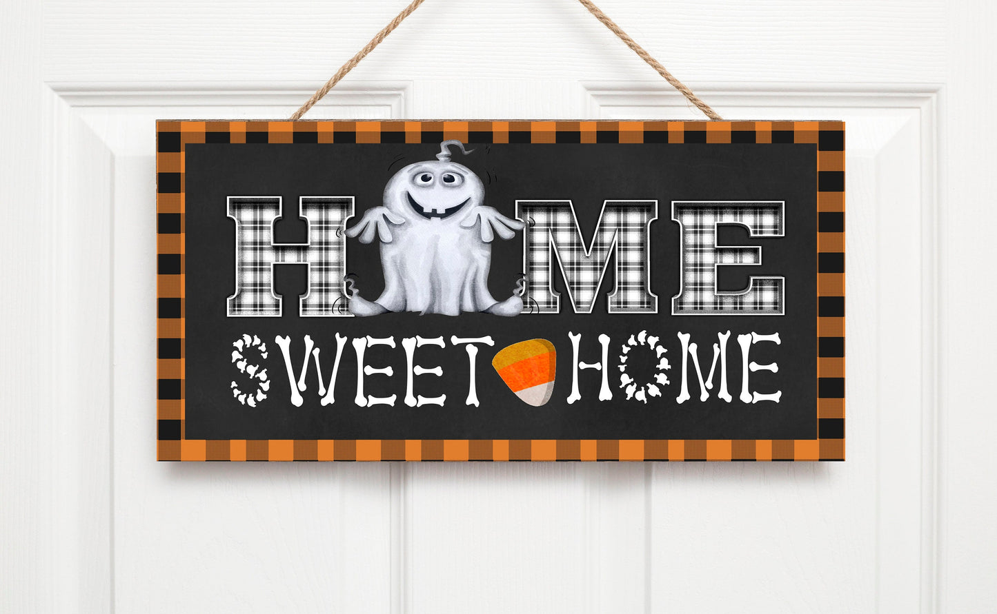 Ghost Home Sweet Home Printed Handmade Wood Sign (10" x 5")