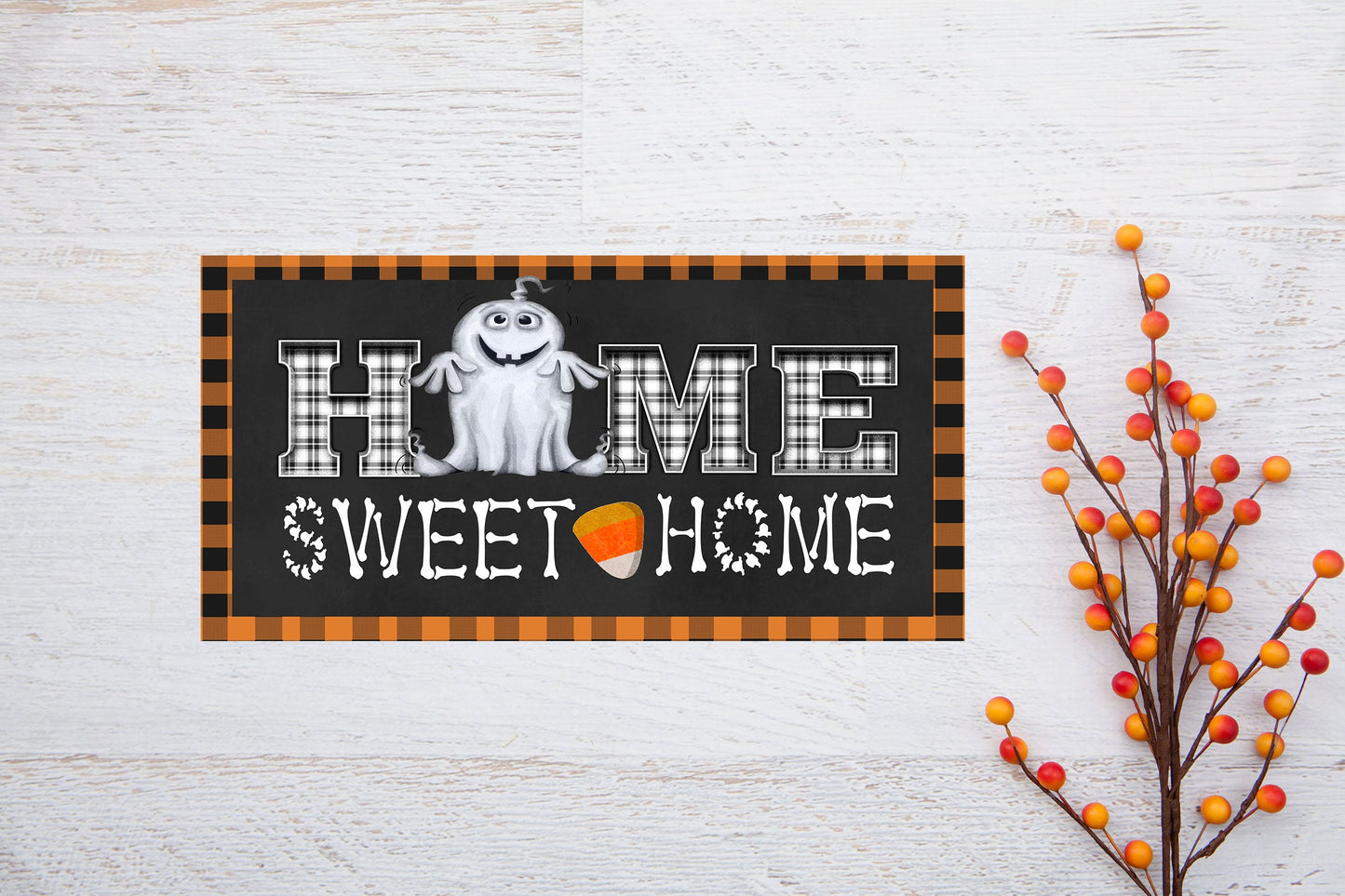 Ghost Home Sweet Home impreso hecho a mano signo de madera