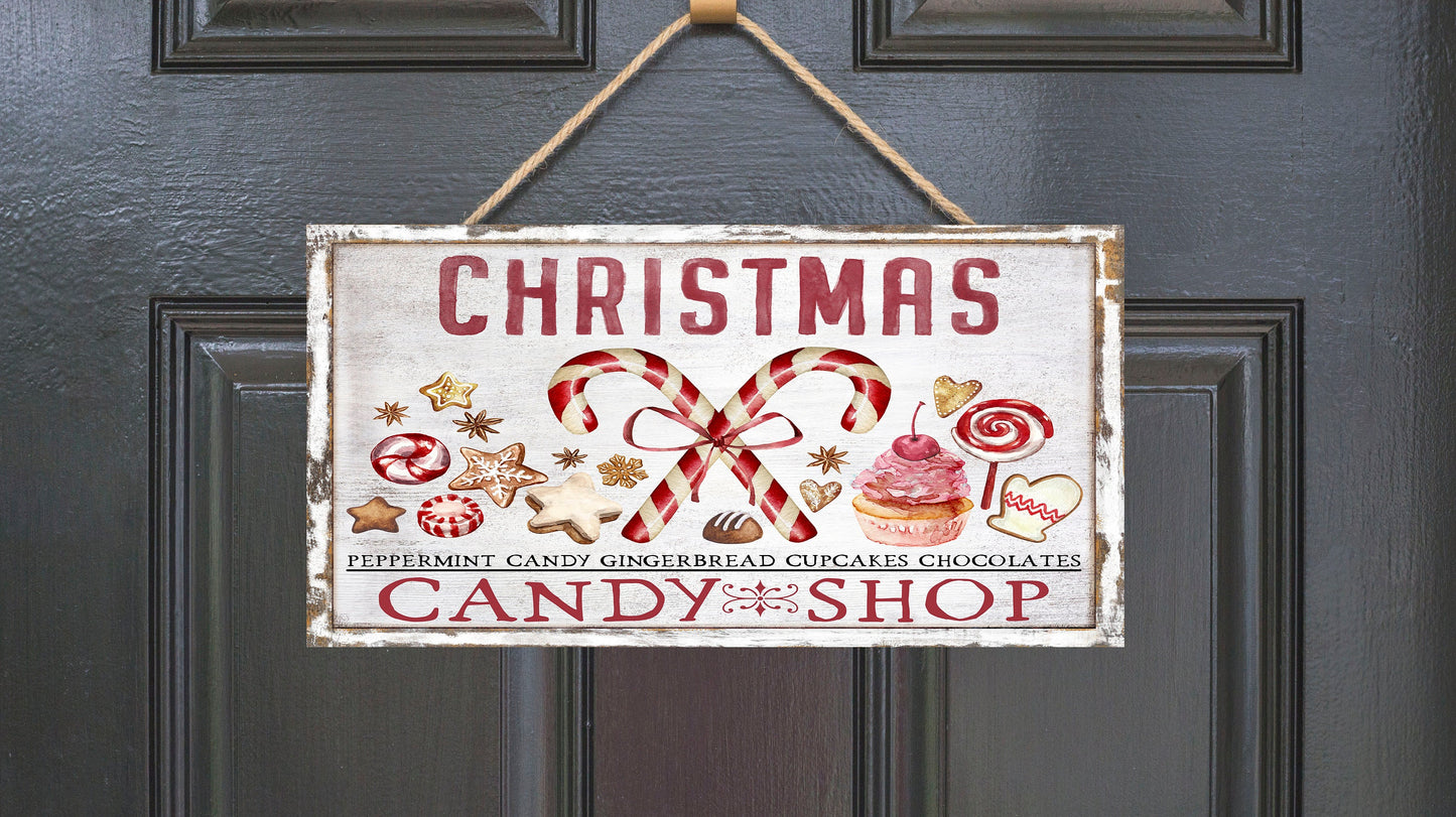 Christmas Candy Shop Printed Handmade Wood Sign