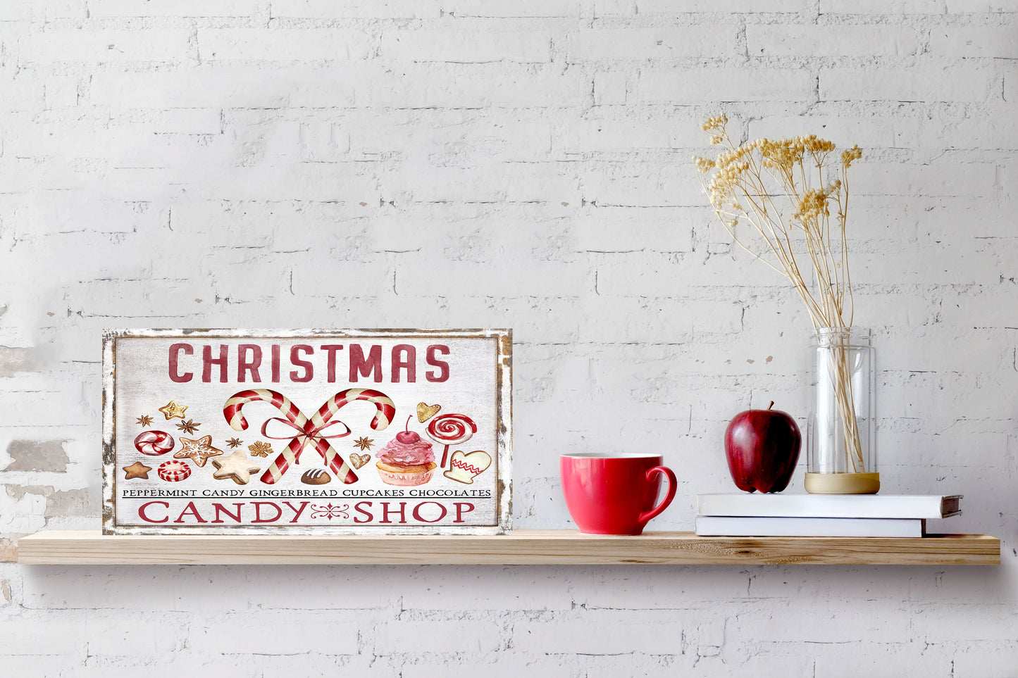 Christmas Candy Shop Printed Handmade Wood Sign