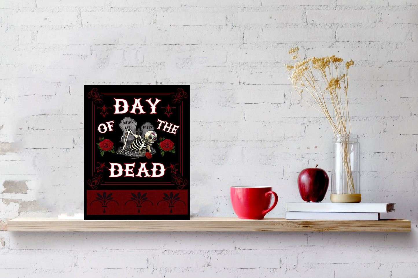 Day of the Dead Halloween Fall Printed Handmade Wood Sign (7" x 9")