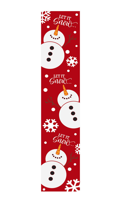 24 Inch (2 Foot Tall) Red Snowman Let it Snow Vertical Wood Sign