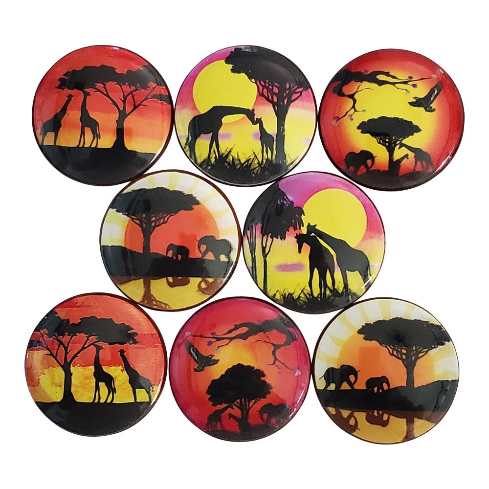 Set of 8 Sunset Safari Wood Cabinet Knobs