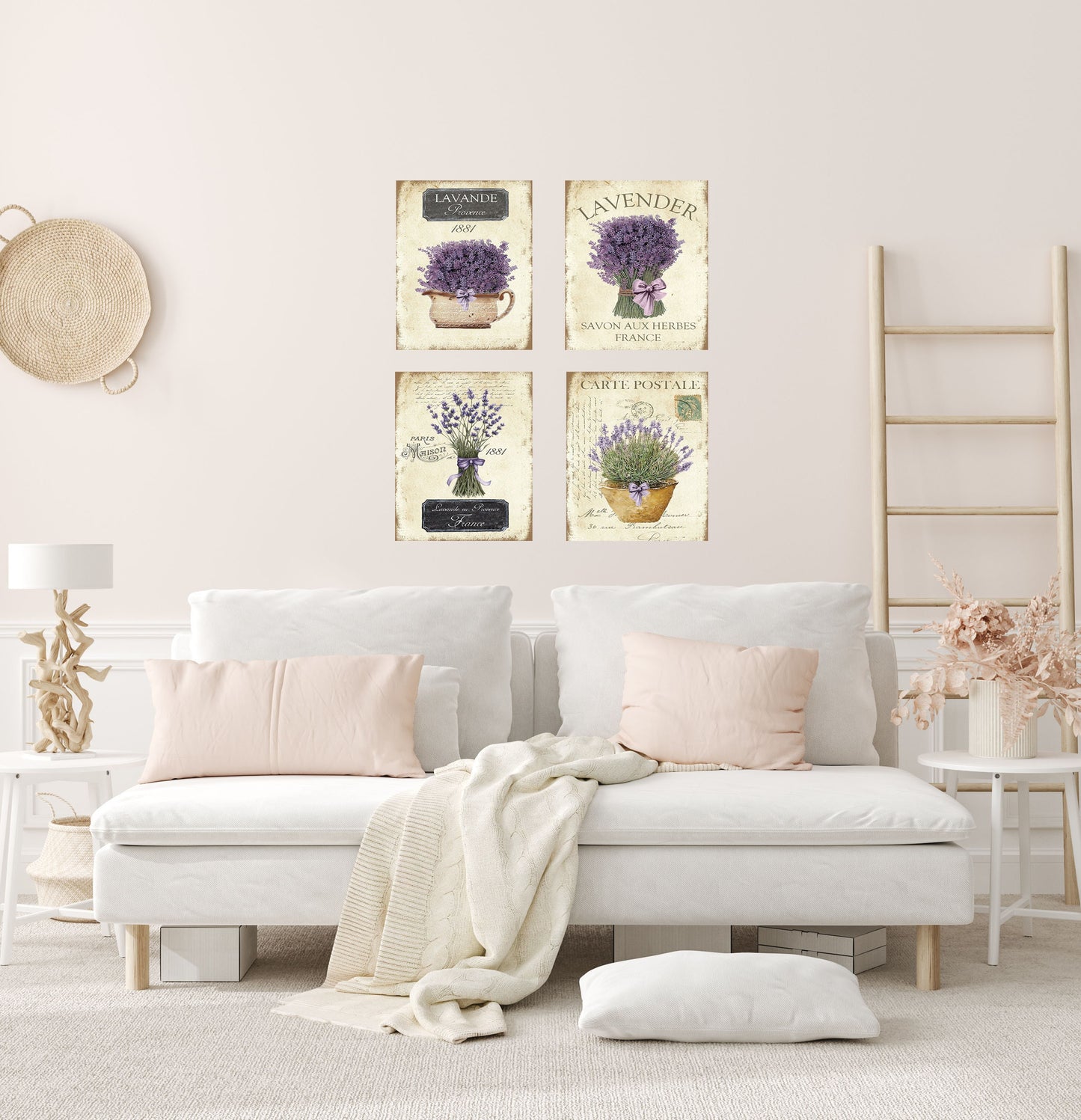 Set of 4  8x10 Vintage French Lavender Canvas Prints