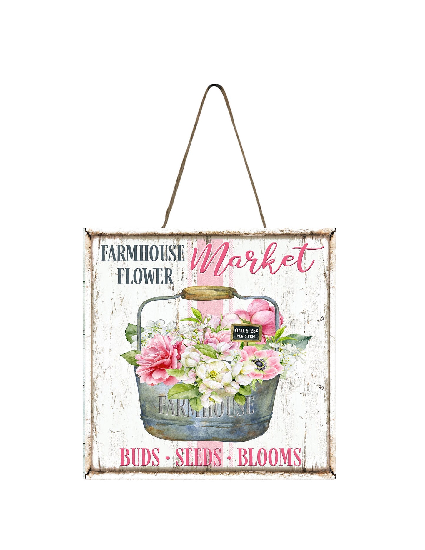 Farmhouse Flower Market Printed Handmade Wood  Mini Sign