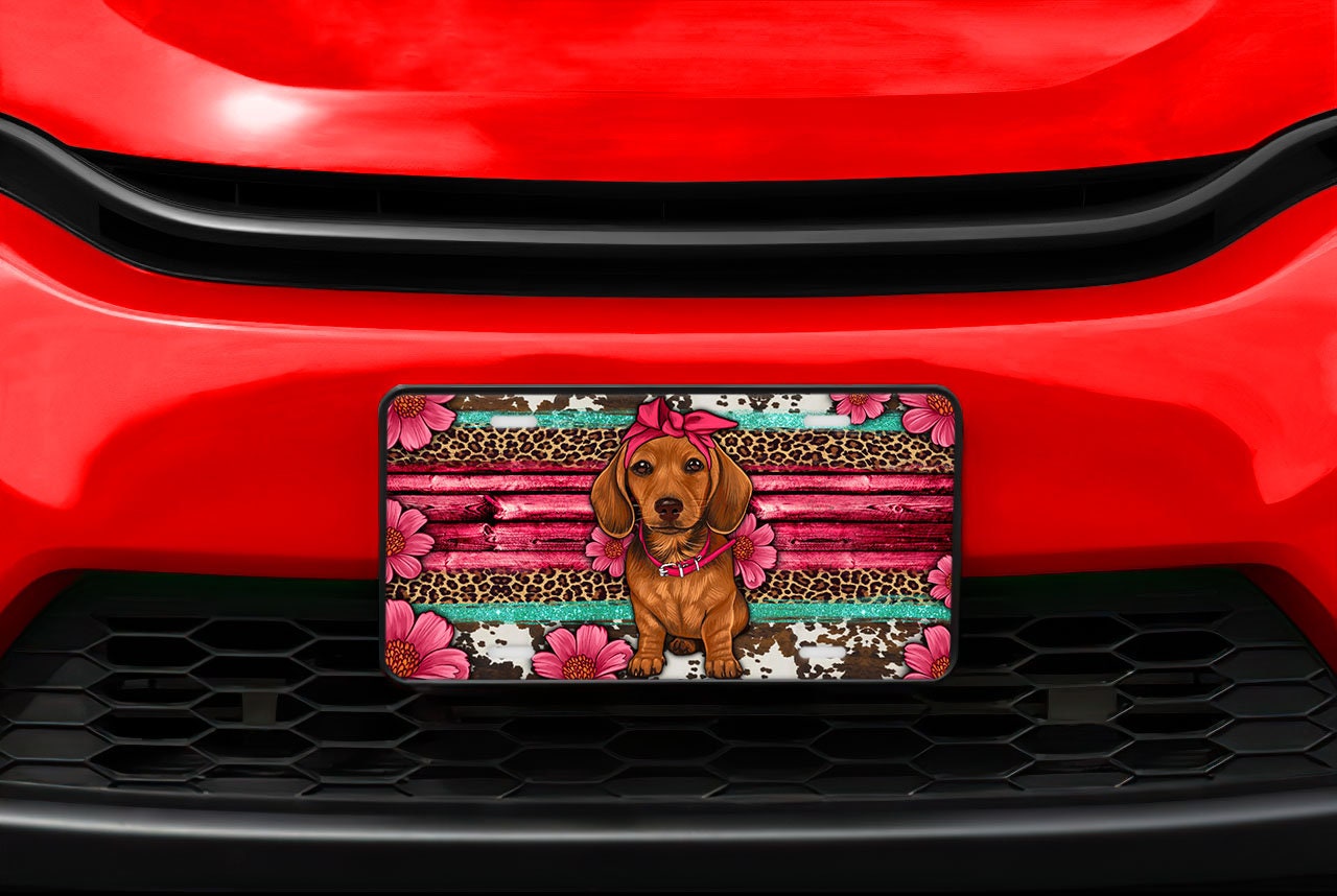 Dachshund Dog Aluminum Front License Plate