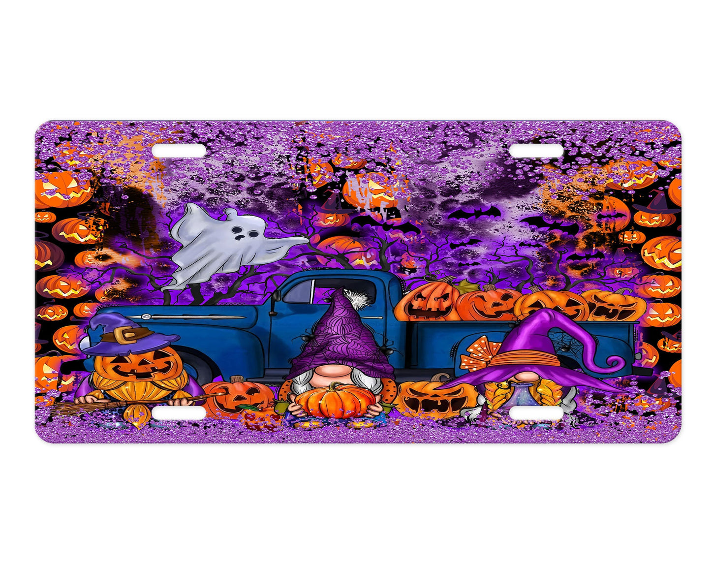 Purple Halloween Gnomes Aluminum Front License Plate