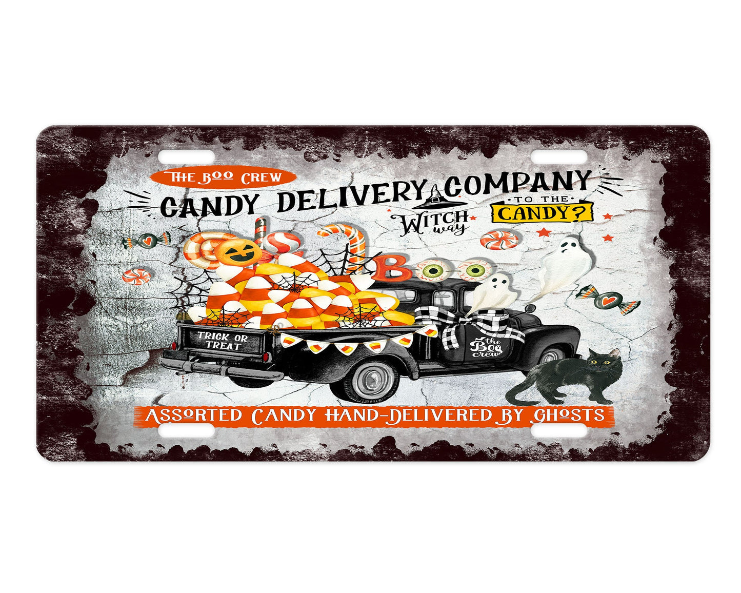 Candy Delivery Co. Placa de matrícula frontal de aluminio para Halloween