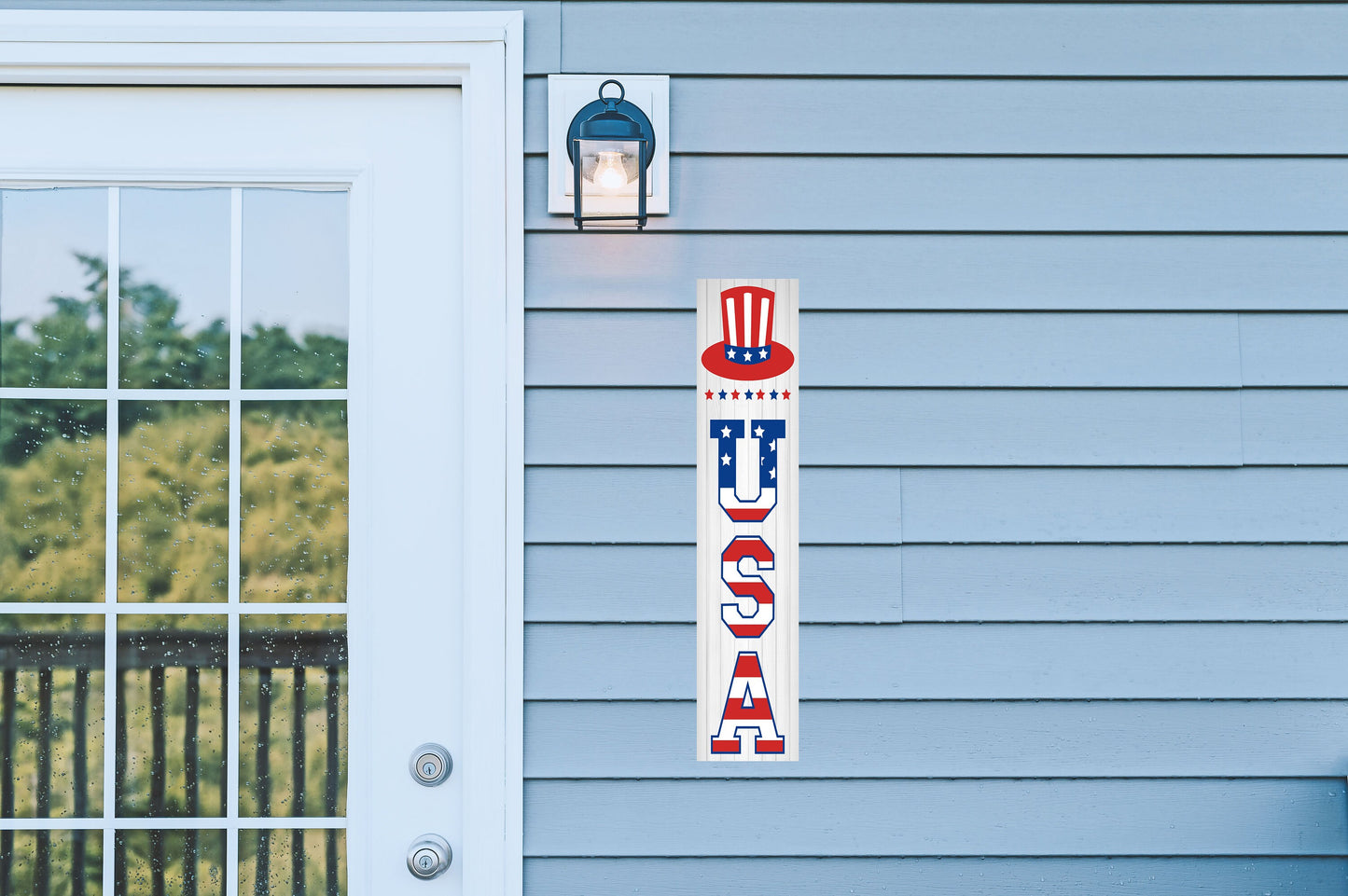 24 Inch (2 Foot Tall) USA Patriotic Vertical Wood Print Sign