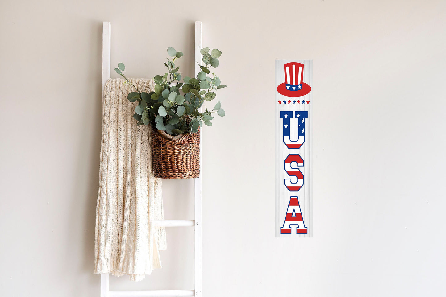 24 Inch (2 Foot Tall) USA Patriotic Vertical Wood Print Sign