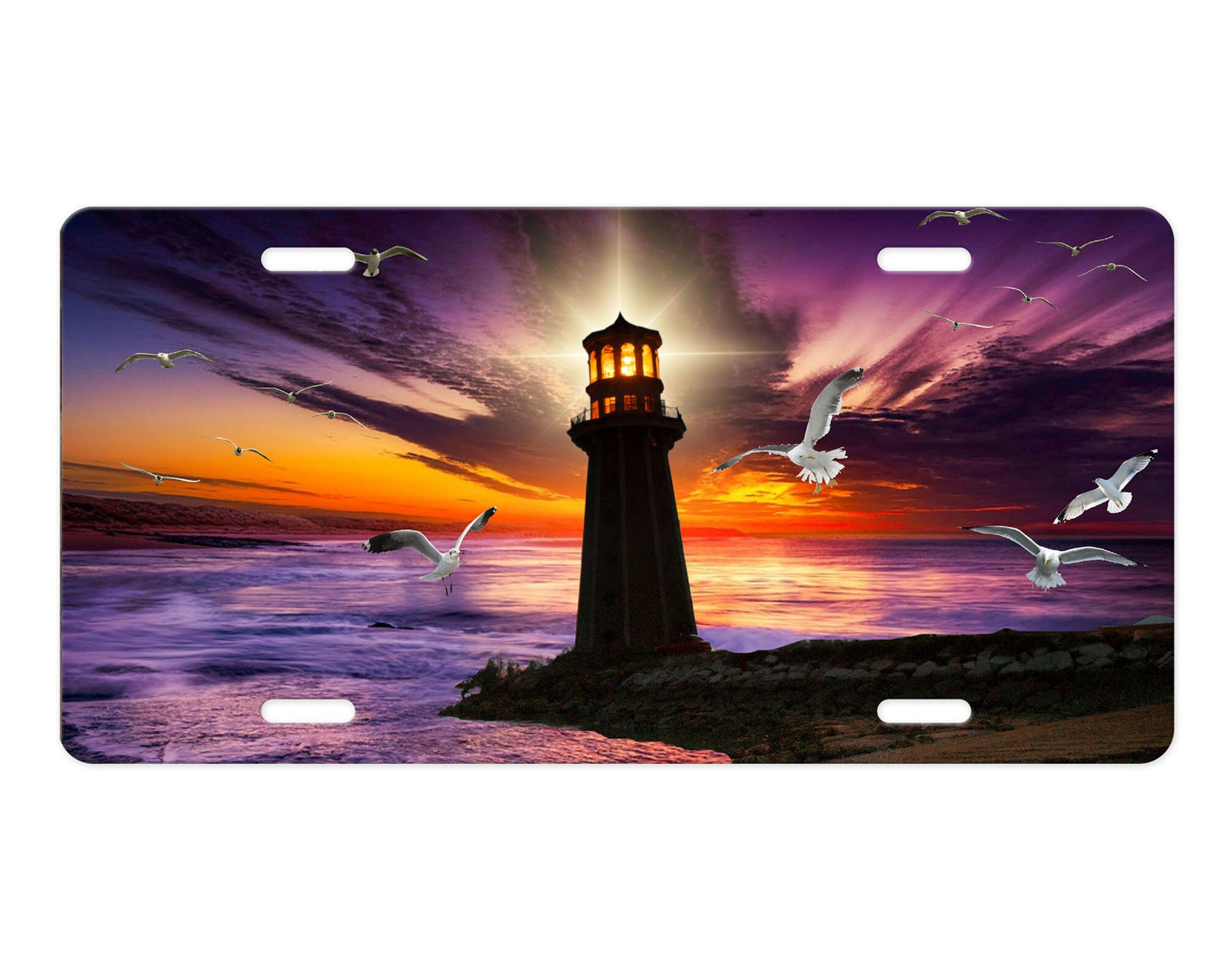 Sunrise Lighthouse Coastal Aluminum Front License Plate