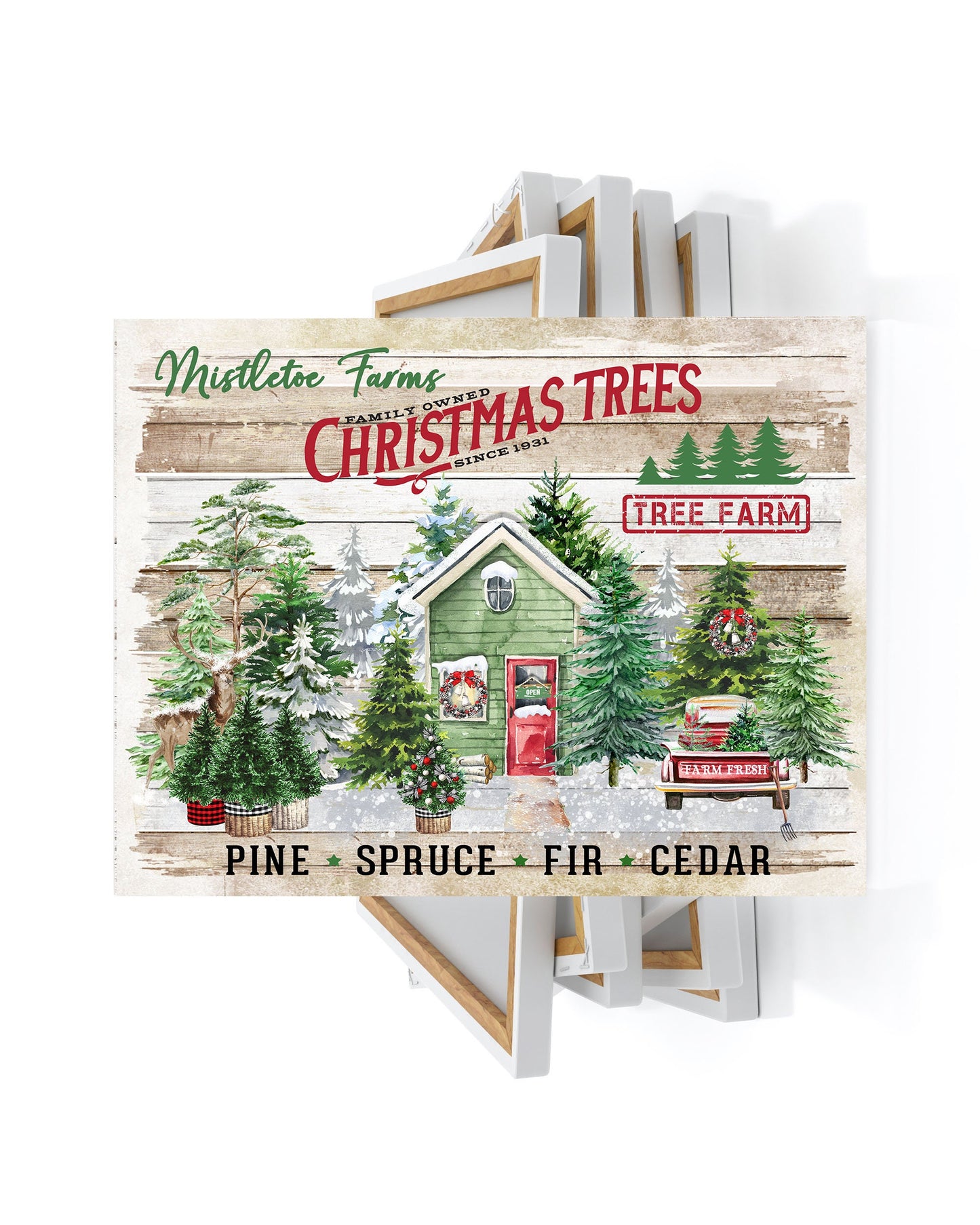 20x16 Mistletoe Farms Christmas Tree Farm Christmas Wall Art Canvas Print