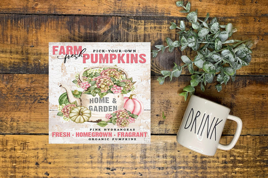 Farm Fresh Pumpkins Pastel Fall Printed Handmade Wood  Mini Sign