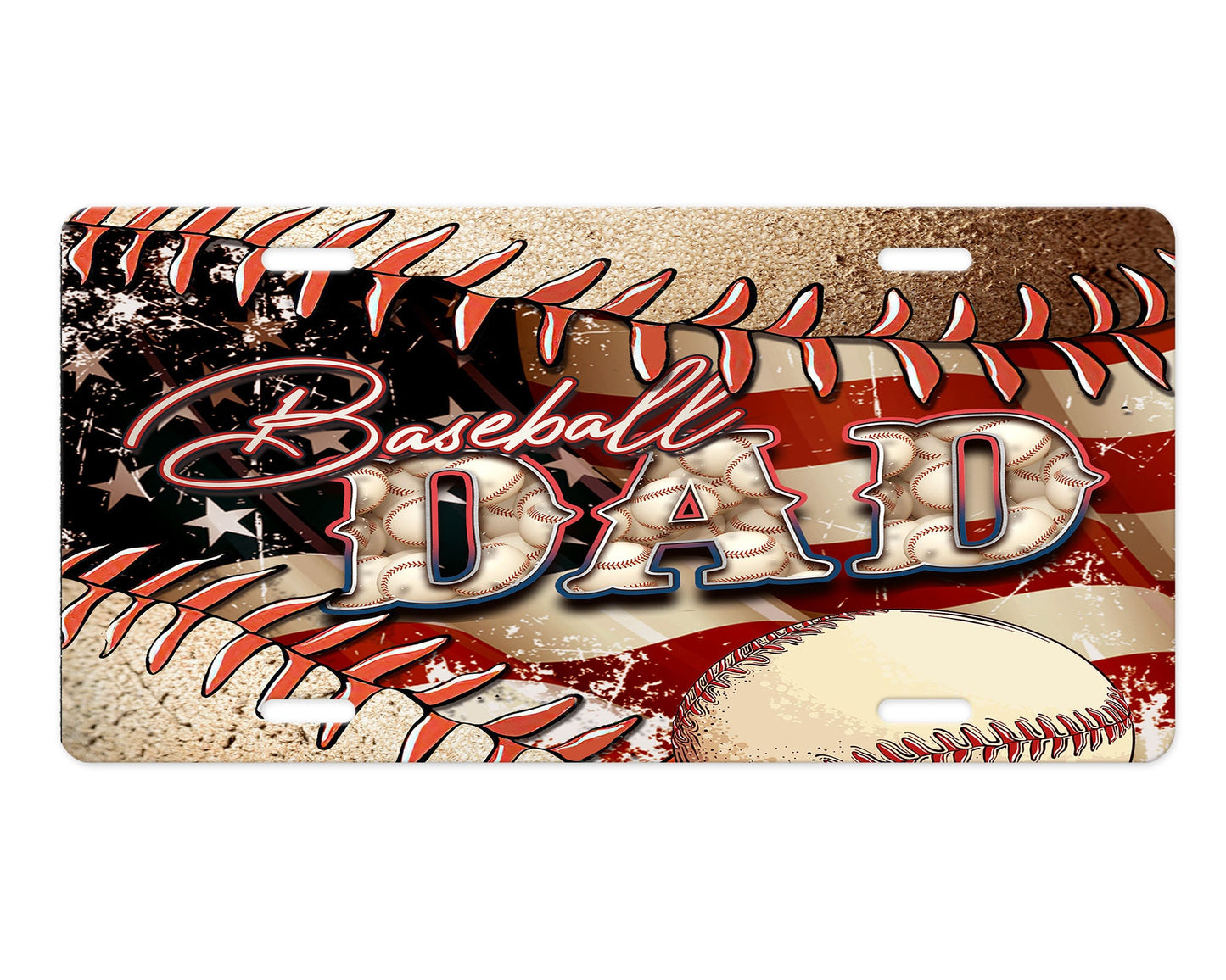 Baseball Dad Aluminum Front License Plate
