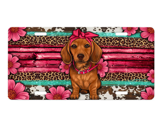 Dachshund Dog Aluminum Front License Plate