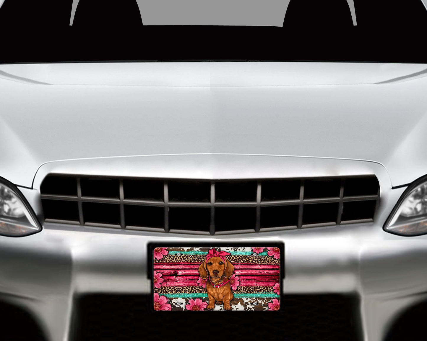 Dachshund Dog Aluminum Front License Plate