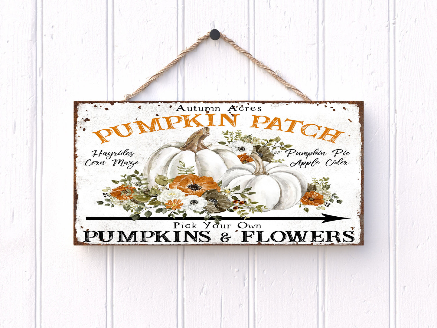 Autumn Acres Pumpkin Patch Fall Printed Handmade Wood Sign