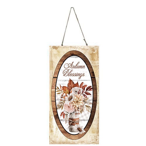 Autumn Blessings Floral Fall Printed Handmade Wood Sign