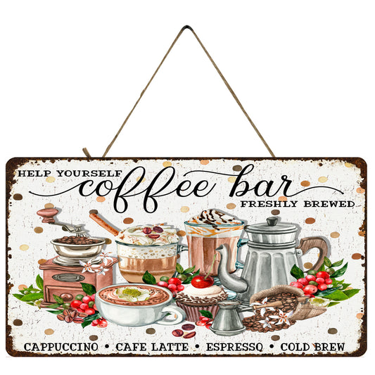 Coffee Bar Printed Handmade Wood Sign