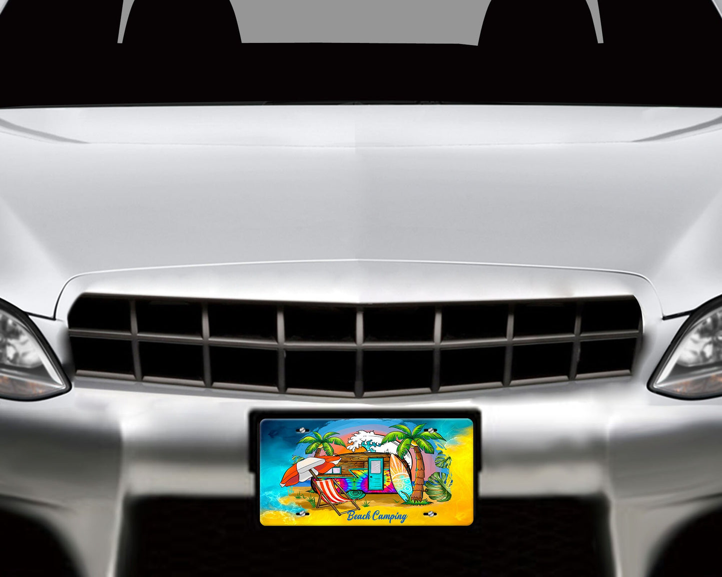 Beach Camping Aluminum Front License Plate