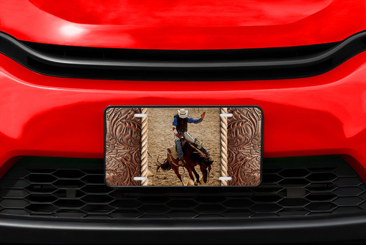 Bronc Rider Western Rodeo Aluminum Front License Plate