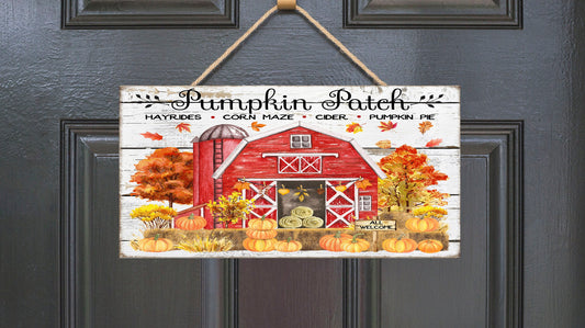 Red Barn Pumpkin Farm Fall Printed Handmade Wood Sign