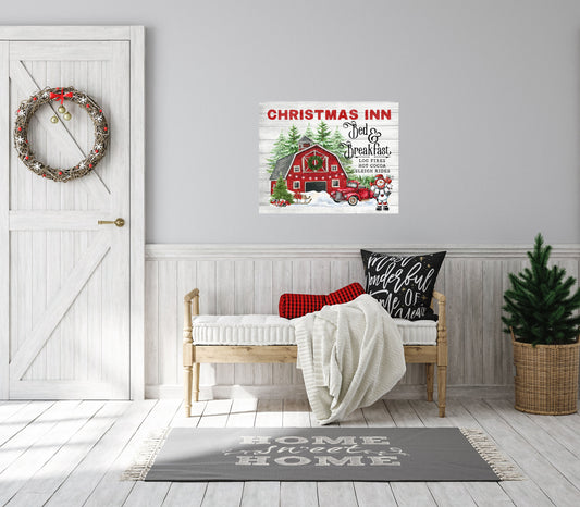 20x16 Christmas Inn Bed and Breakfast Wall Art Canvas Print