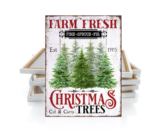16x20 Farm Fresh Trees Christmas Tree Farm Christmas Wall Art Canvas Print