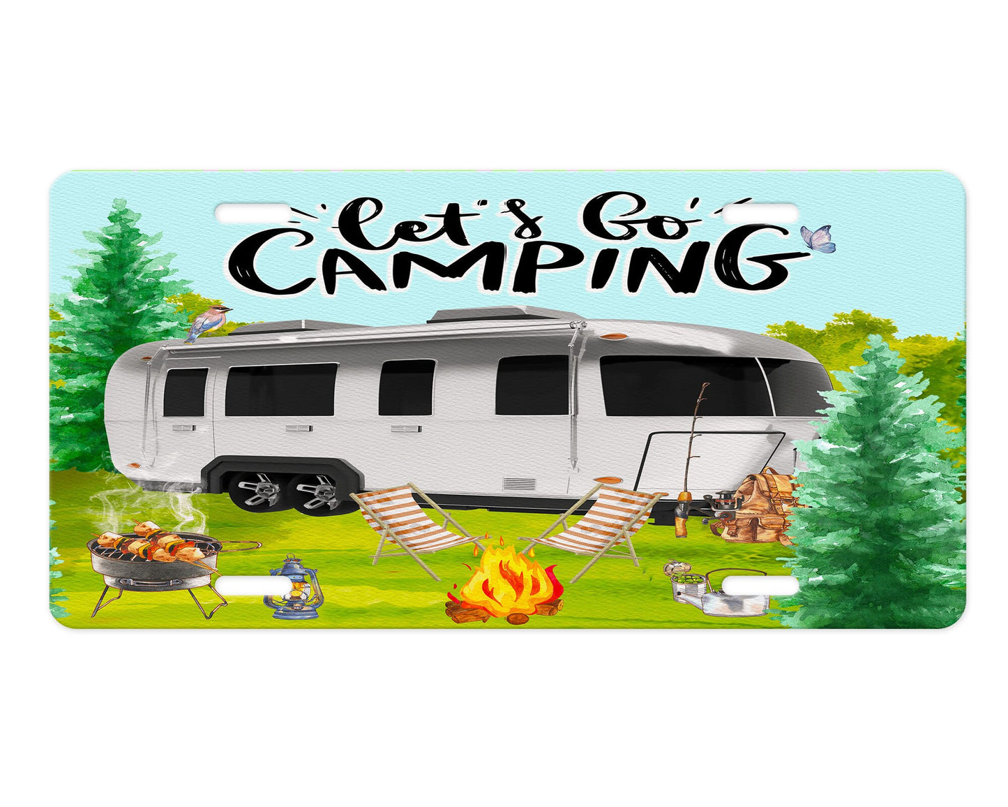 Let's Go Camping Aluminum Vanity License Plate