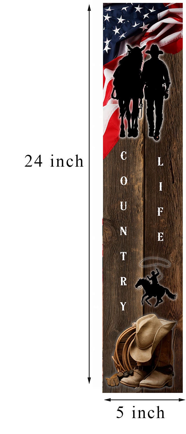 Cartel vertical con impresión de madera, 24 pulgadas (2 pies de alto), Country Life Cowboy Western