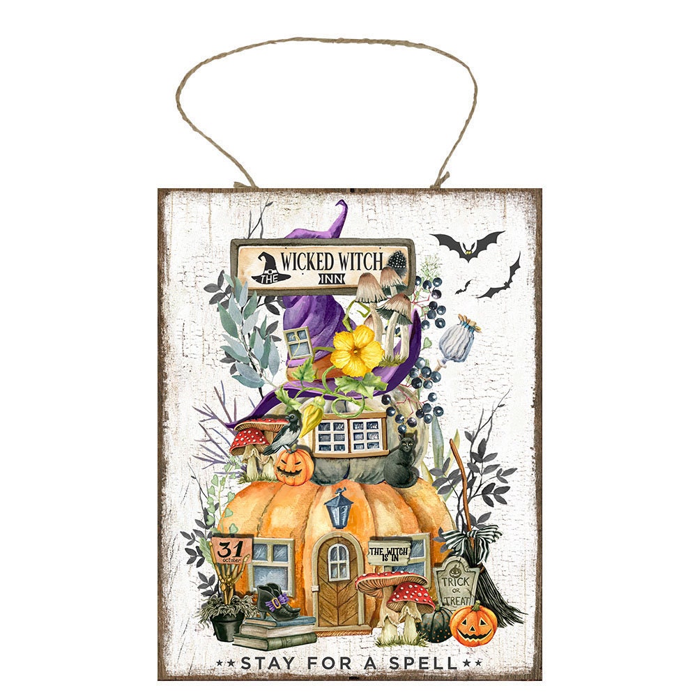 Wicked Witch Inn Halloween Printed Handmade Wood Sign