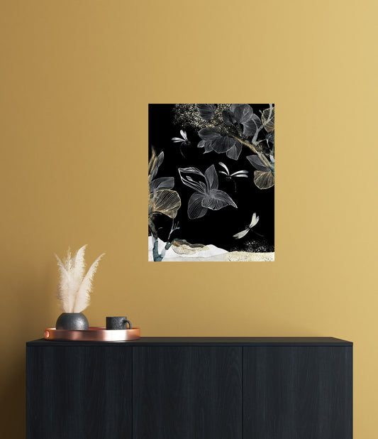 Lienzo artístico de pared Tamashi sobre negro de 16x20