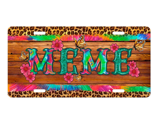 Tie Dye Meme Print Aluminum Front License Plate