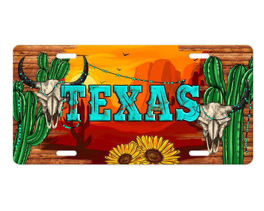 Western Texas Print Aluminum Front License Plate
