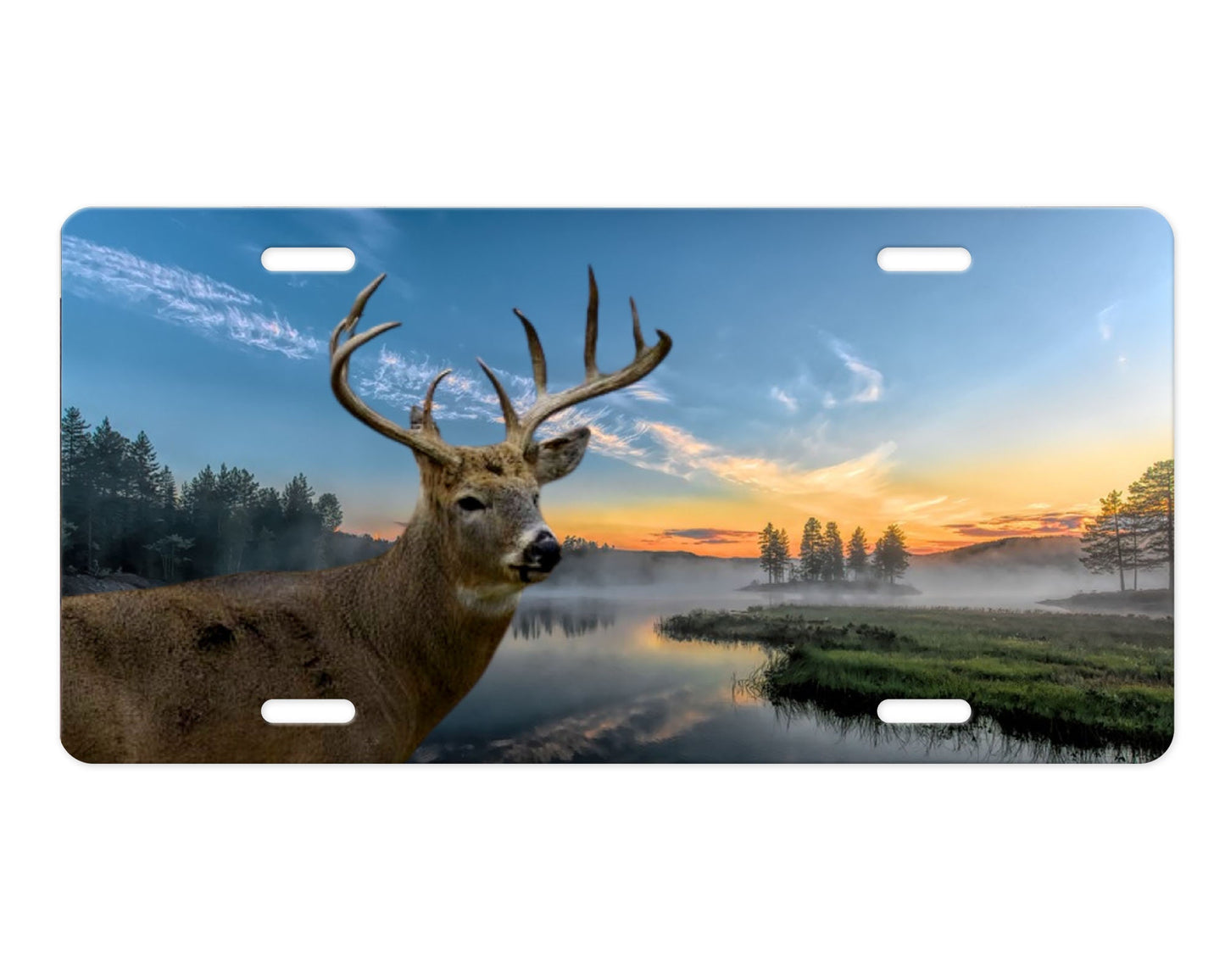 Deer at Sunrise Aluminum Vanity License Plate