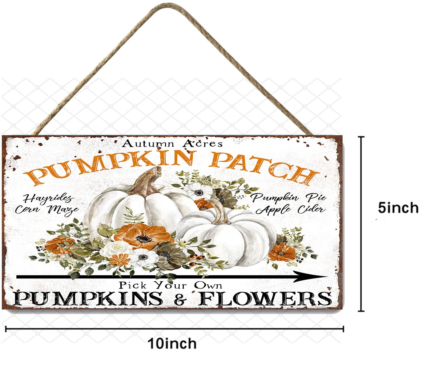 Autumn Acres Pumpkin Patch Otoño Impreso Letrero de madera hecho a mano