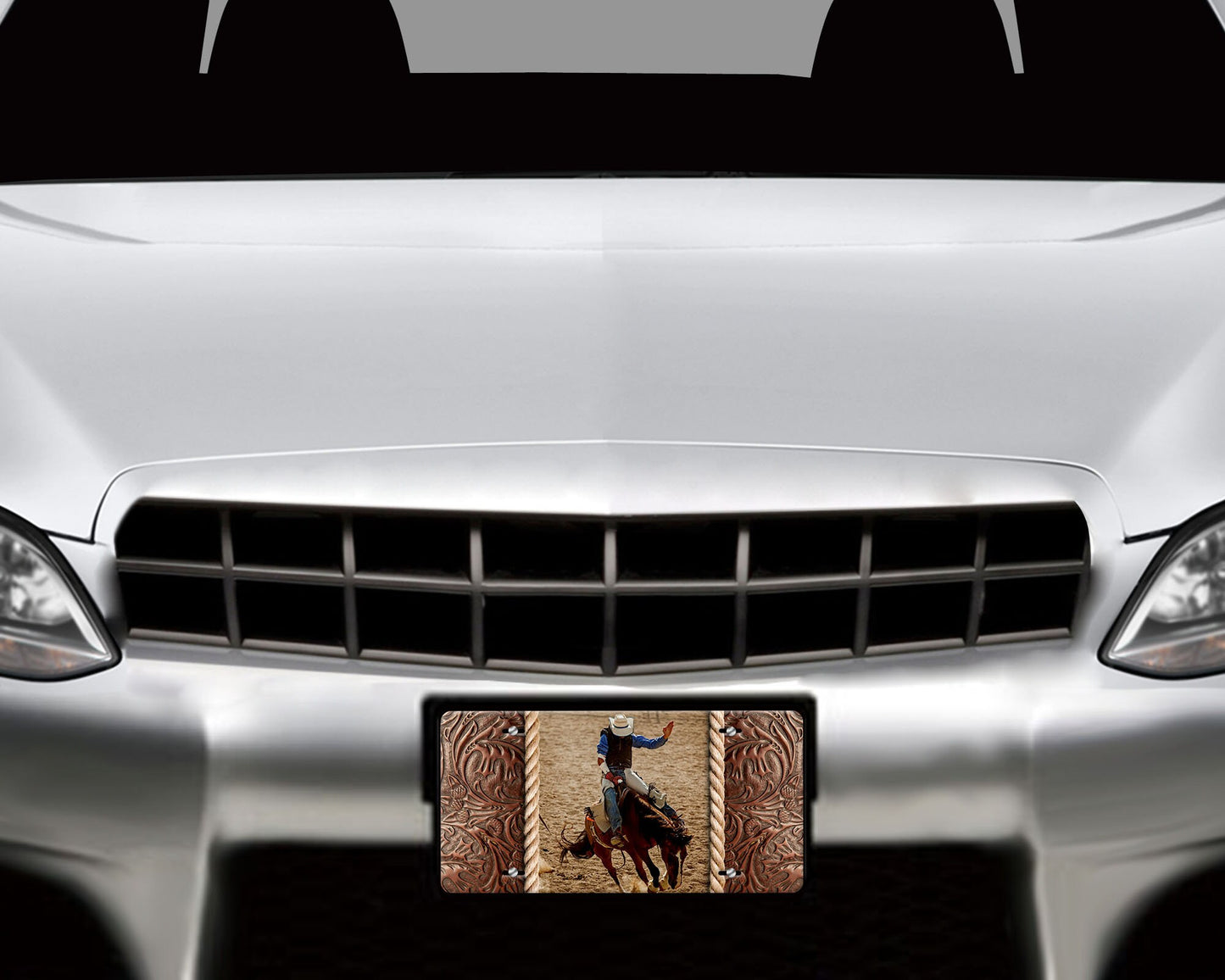 Bronc Rider Western Rodeo Aluminum Front License Plate