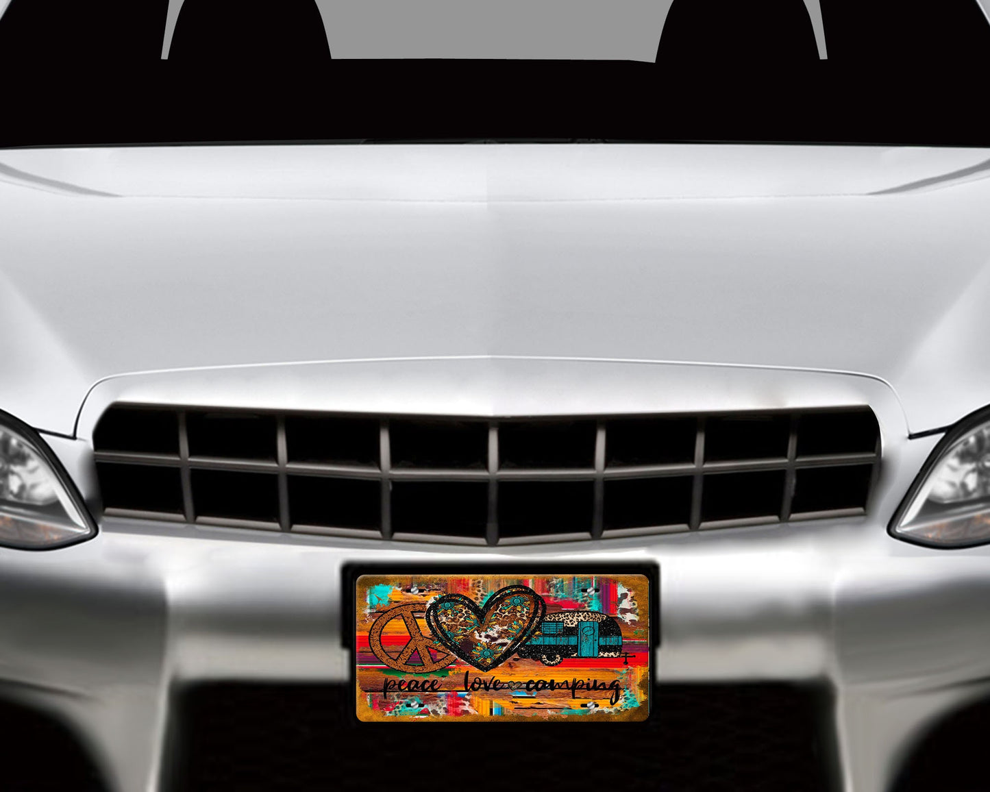 Peace Love Camping Aluminum Vanity License Plate