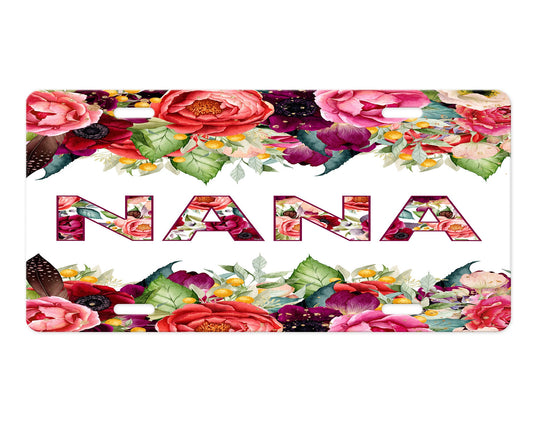 Floral Nana Aluminum Vanity Front License Plate