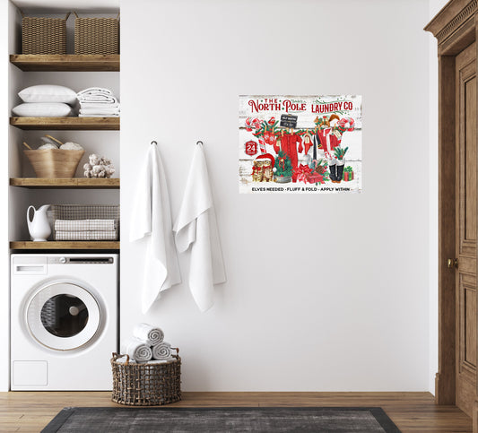 20x16 North Pole Laundry Co Christmas Wall Art Canvas Print