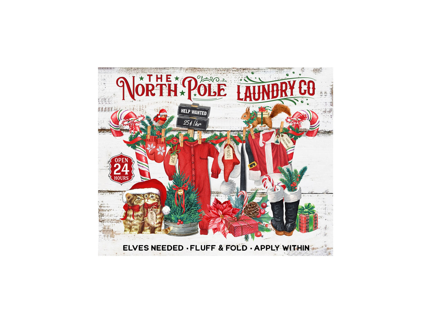 20x16 North Pole Laundry Co Christmas Wall Art Canvas Print