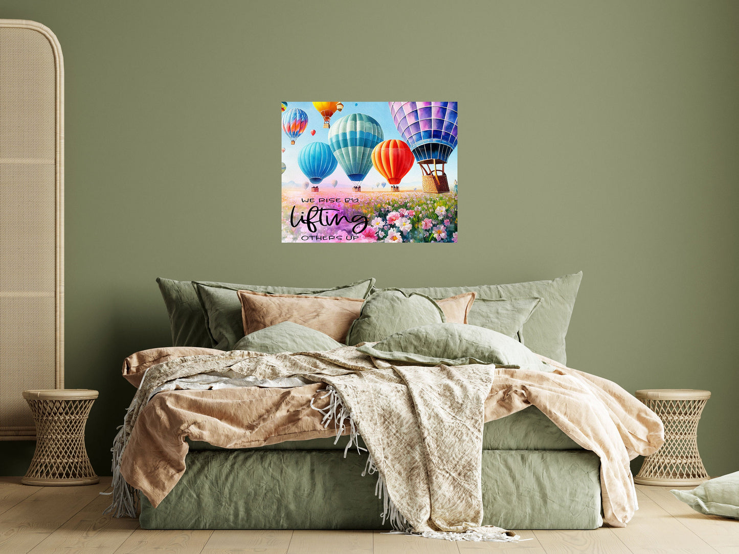 20x16 We Rise Up by Lifting Others Hot Air Balloons Wall Art Canvas Print