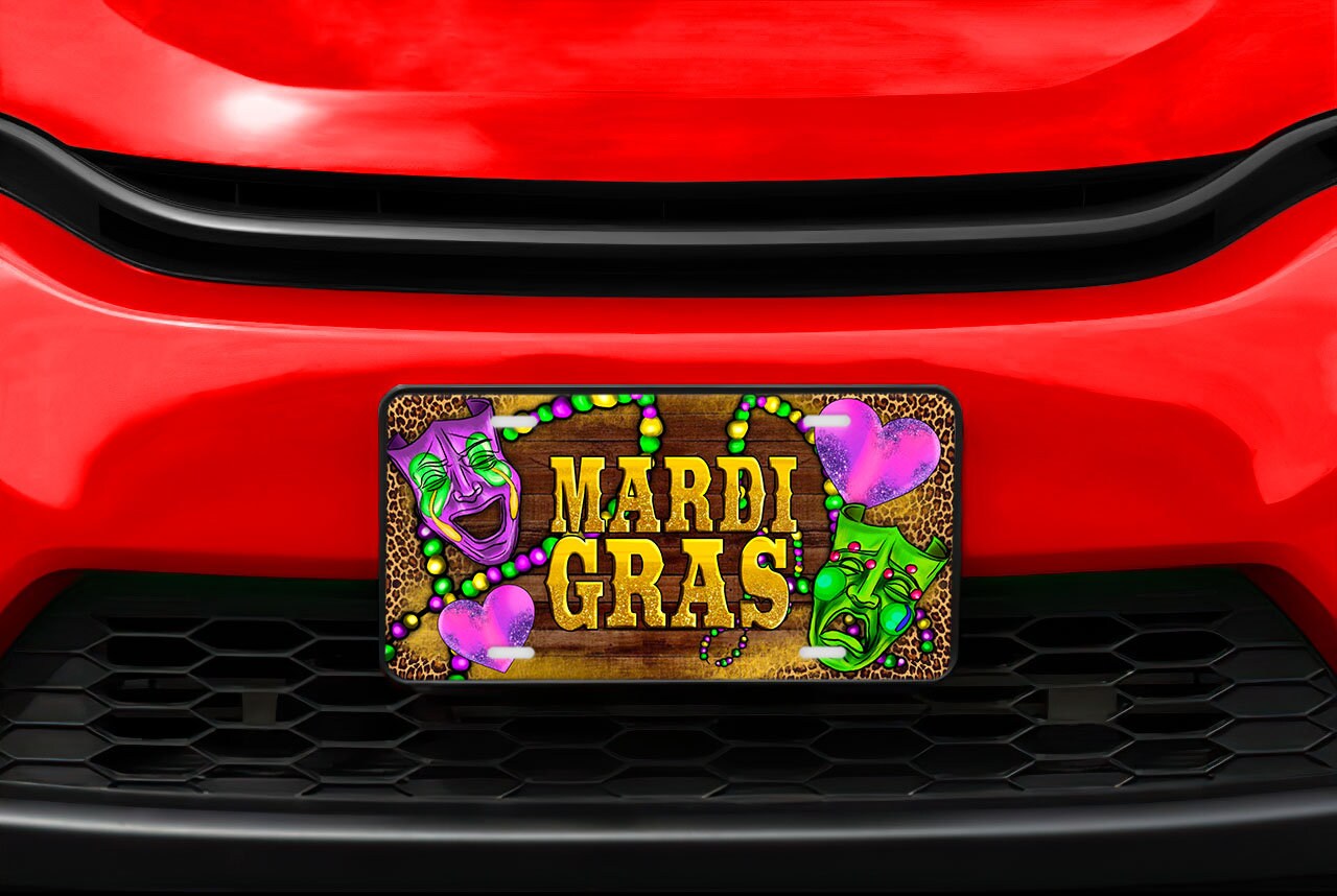 Mardi Gras Masks Vanity Aluminum Front License Plate