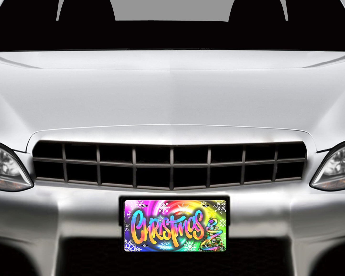 Neon Christmas Holiday Vanity Aluminum Front License Plate