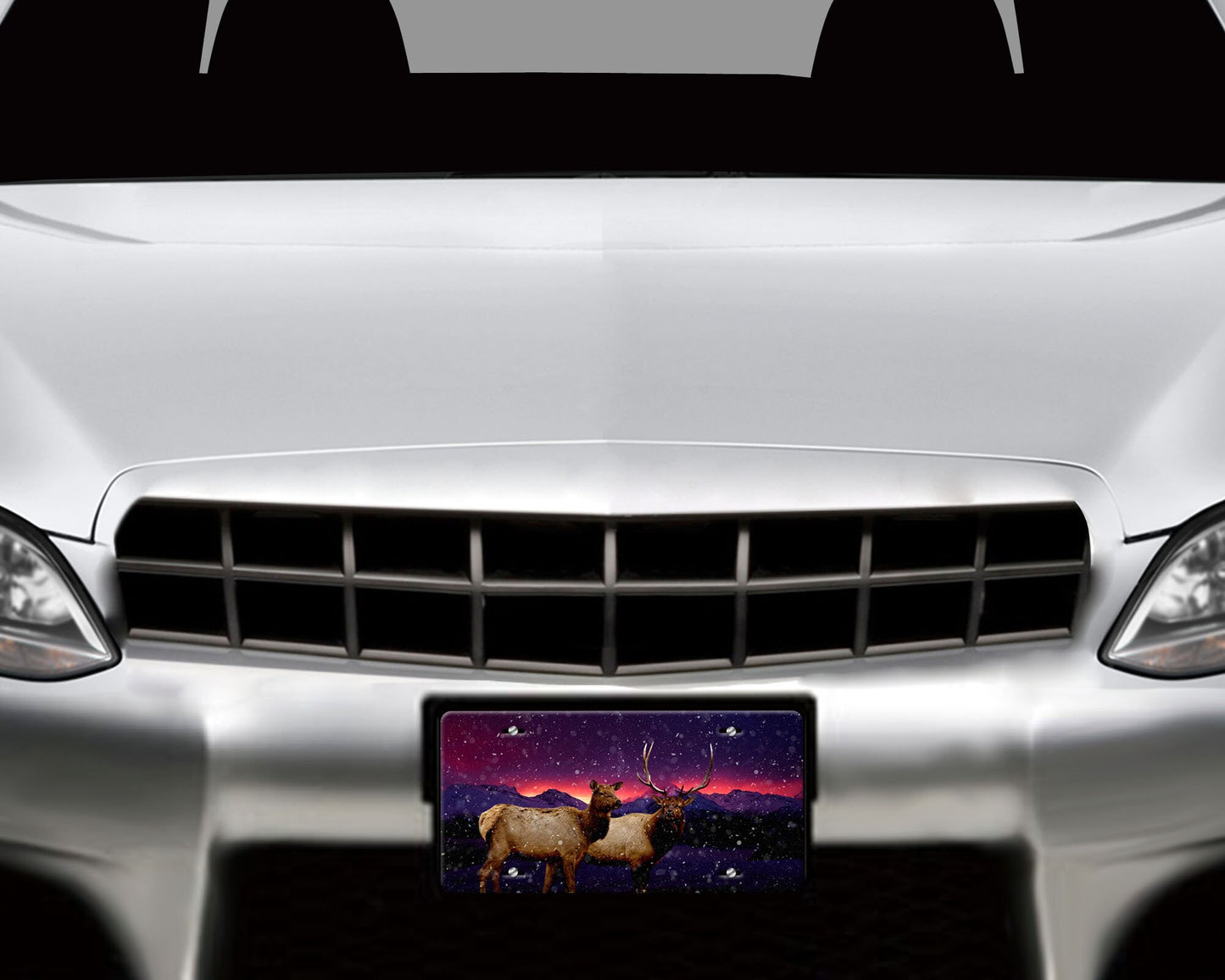 Northern Lights Elk Aluminum Vanity License Plate