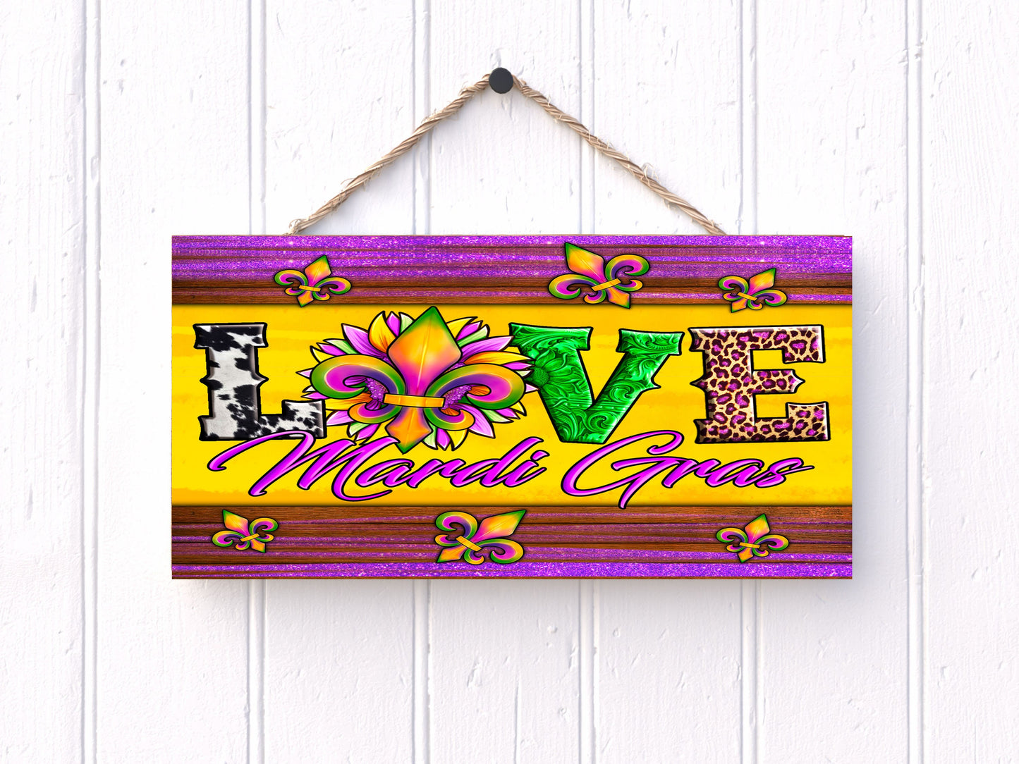 Love Mardi Gras Wood Sign