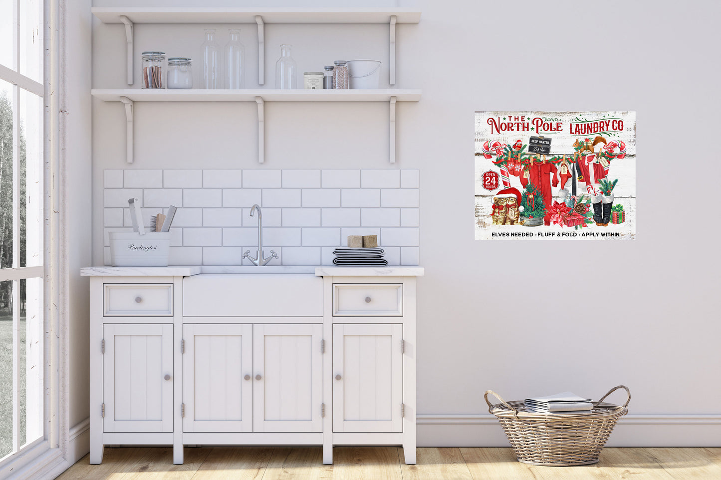 20x16 North Pole Laundry Co Christmas Wall Art Canvas Print