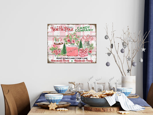 20x16 Pink North Pole Candy Co Christmas Wall Art Canvas Print