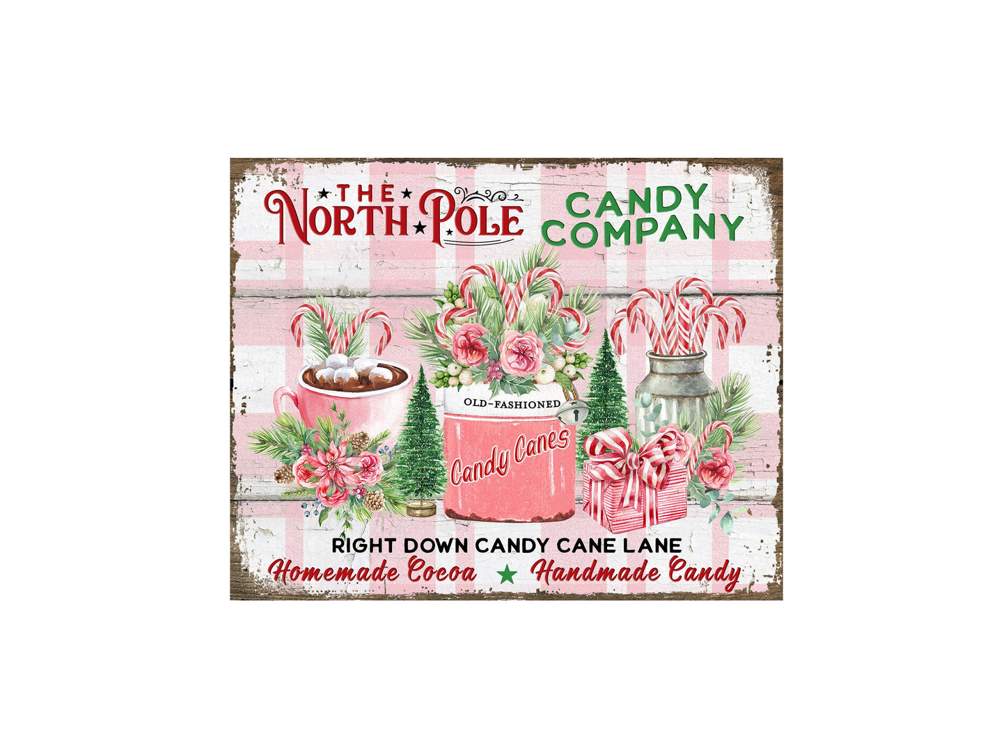 20x16 Pink North Pole Candy Co Christmas Wall Art Canvas Print